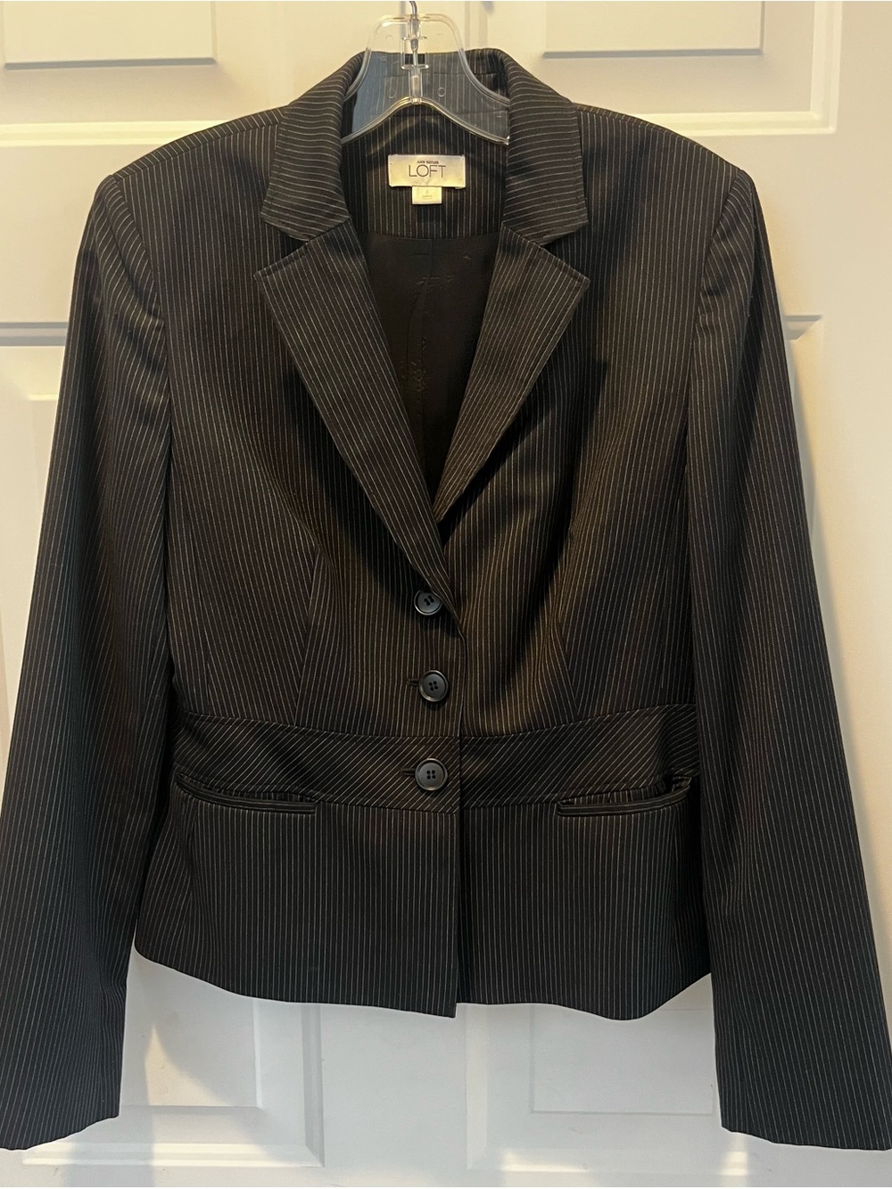 Ann Taylor LOFT Black Pinstripe Women's Blazer